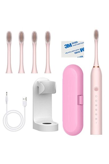 varioshop Electric Toothbrush Sonic VarioShop, 6 Cleaning Modes, IPX7 Water Resistance, Pink, Complete Set