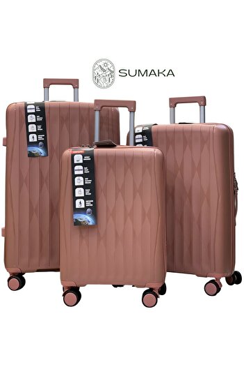 SUMAKA Luggage Travel Set Suitcase Trolley Bag - 20+24+28 inches, with Spinner Wheels (Silicone)