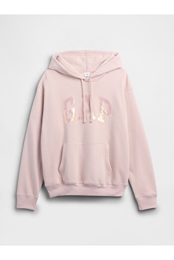GAP Kadın Açık Pembe Logo Fleece Sweatshirt