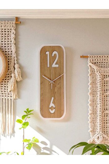 ERGEÇ TASARIM Rectangular Wooden Minimal Wall Clock – 40×15 Cm, Silent Mechanism