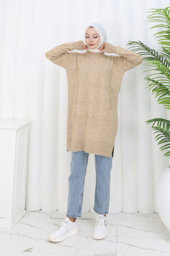 benguen Πλεκτό με σχέδιο Tunik S3027 Mink