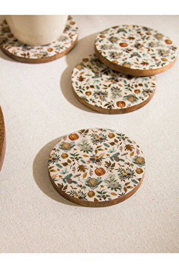 LC Waikiki Lcw Home Mixed Floral Decorative Coasters Set of 4