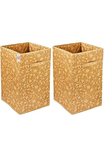 Generic Fun Homes Metalic Floral Print Non Woven Fabric Foldable Laundry Basket , Toy Storage Basket, Cloth