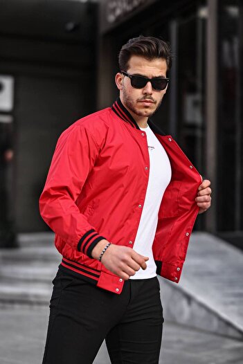comstar Men's Printed Hooded Red College Windbreaker & Raincoat