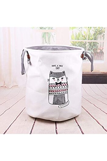 Generic Homecanvas As_Snt01 Canvas Folding Storage Basket Baby Toy Storage Laundry Basket Stylish Double Lay
