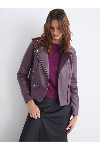 LC Waikiki Peak New Season Biker Collar Women's Leather Look Jacket