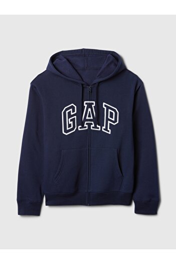 GAP Kadın Lacivert Logo Fleece Fermuarlı Sweatshirt