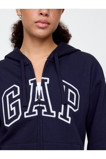 GAP Kadın Lacivert Logo Fleece Fermuarlı Sweatshirt