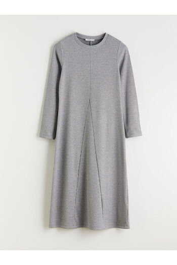 LC Waikiki Gray Plus Size Crew Neck Ribbed Dress
