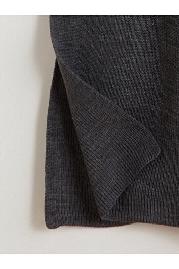 LC Waikiki Anthracite Stand Collar Slit Knitwear Dress