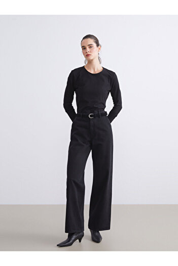 LC Waikiki Black Plus Size Crew Neck Women's Bodysuit