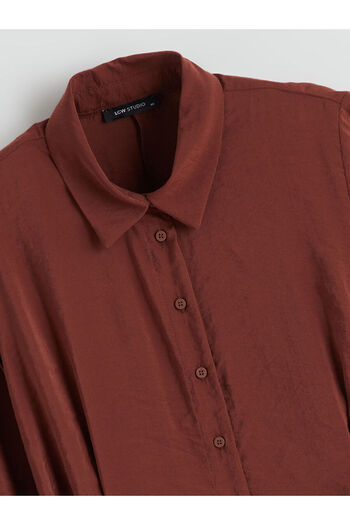 LC Waikiki Brown Shirred Modal Blend Shirt Dress