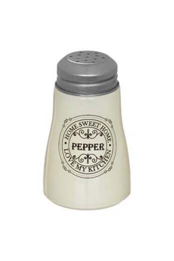 OEM Glass Pepper Shaker White "HOME SWEET HOME" Ø5.5 x 10 cm