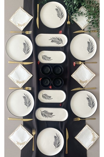 Yiğit Seramik Züccaciye Black Palm 6 Person 14 Piece Breakfast Set (2)