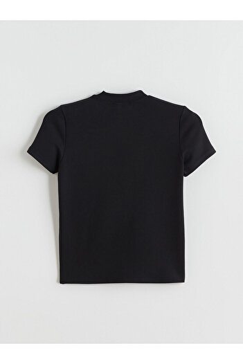 LC Waikiki Black Stand Collar Women's T-Shirt