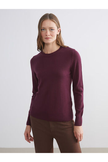 LC Waikiki Burgundy Crew Neck Women's Knitwear Sweater