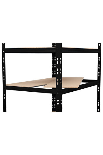 Handlekraft Metal shelf 220x90x60 cm, 6 MDF shelves, 175kg/shelf, lightweight, clip-on assembly, Black/Steel