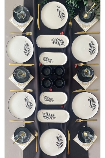 Yiğit Seramik Züccaciye Black Palm 6 Person 20 Piece Breakfast Set (2)