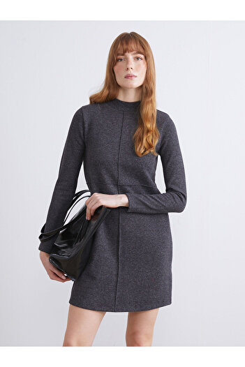 LC Waikiki Black Half Turtleneck Mini Dress