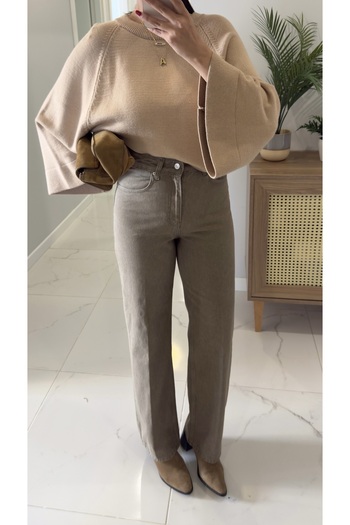 BİRCANÇİL Juno Beige Tint Straight Jeans