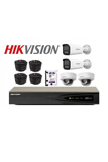 Hikvision 2 x 6MP outdoor IP cameras with 2 indoor cameras + 4-channel recording device + 2TB hard drive + 4 rolls of network cable