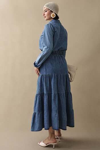 InStyle Blue Suit with Denim Skirt and Shirt