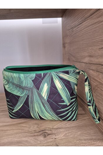 Handream Quilted Tropical Green Leaf Pattern (Makeup Bag/Handbag/Purse Organizer)