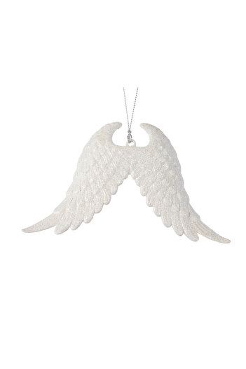 BraziPremium By OLLMA Glitter Angel Wings Christmas Tree Ornament, 2.5x16x10 cm, white