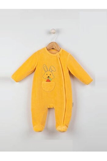 Babydola Babydoıla Velvet Zippered Footed Jumpsuit