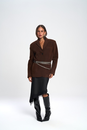 BOHEMAİ Orsina Brown Blazer with Slit Detail