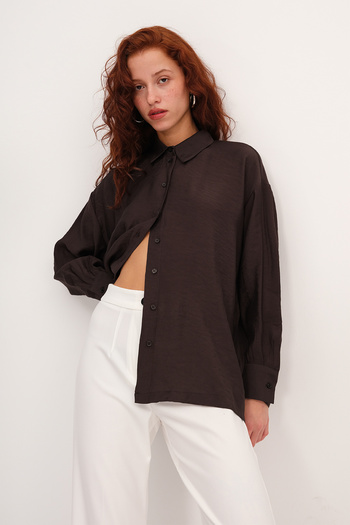 Addax Oversize Shirt with Side Slits G8128-H8Asn75