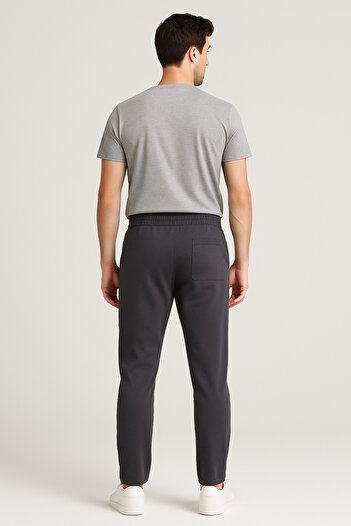 NEOWEAR Erkek Premium Kalite Beli Lastikli Bağcıklı Jogger Gri Pantolon Rahat Kesim Yan Cepli