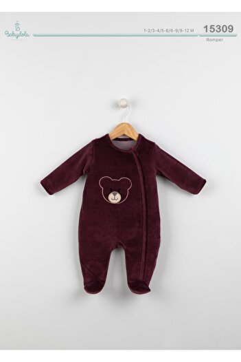 Babydola Babydoıla Velvet Zippered Footed Jumpsuit