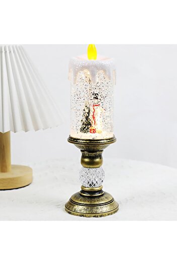 Flippy Decorațiune, Flippy, cu lumină LED, Sfeșnic ornamental, Lumânare om de zăpadă, 26x8.5x8.5 cm, Auriu