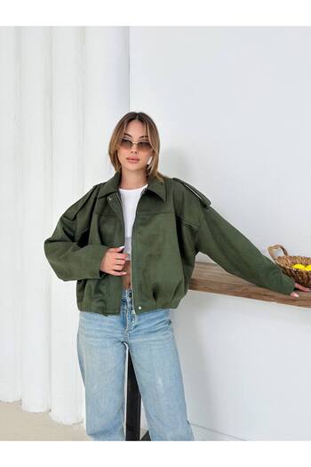 D'RECCY Women's Oversize Bomber Suede Jacket