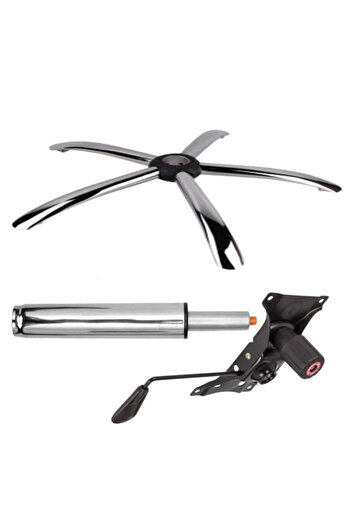 Depox Set de placă de echilibru metalică 22 x 15 cm, bază 60 cm și cilindru cu piston, gaz, pentru scaune de birou, 35 cm