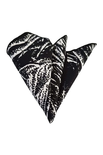 Exve Exclusive Custom Design Pocket Accessory Pocket Square with White Tree Dali Print on Black