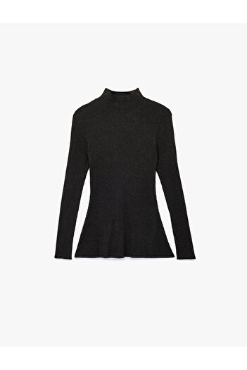 Koton Peplum Cut Long Sleeve High Neck Knit Sweater