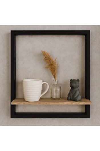 DAsiNU Decorative Oak Shelf with Metal Frame 40x10x40cm