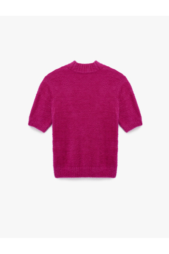 Koton Lightweight Stand Collar Short Sleeve Knitwear Plush Sweater