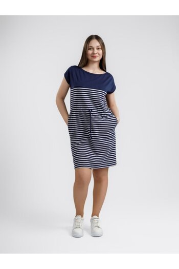 Bumbăcel Women's Printed tunic dress with short sleeves