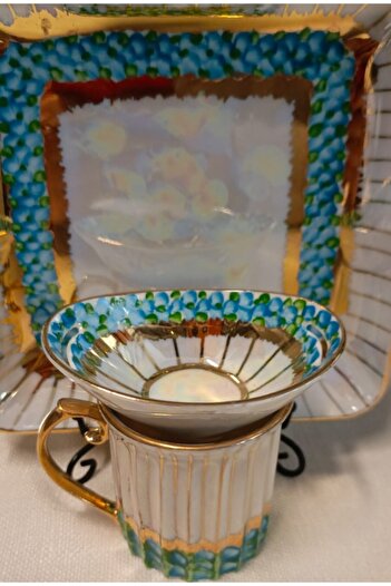 BY.RAYKA PORSELEN El Dekor Arni̇ Porcelain Hand Painted Single Person Coffee Cup Set