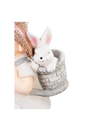 Magic Home Garden Decoration, MagicHome, Ceramic, Boy with Bunny, 23.5x18x48 cm