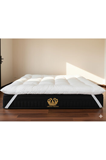 Crown Textile Hotel mattress pad increases sleeping comfort, 8 cm high with elastic for fixing, mattress softener, mattress cover