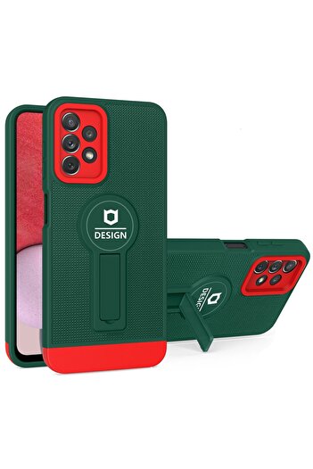 Bibilel Husa Armor Design cu Stand pentru Samsung Galaxy A03, Verde/Rosu