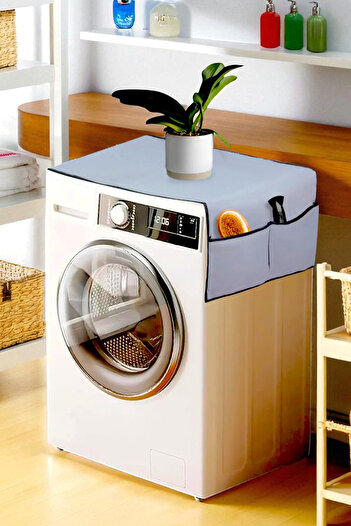 KAŞIKBEY 4-Pocket Washing Machine Cover Bathroom Organizer Refrigerator Cover Storage Bin