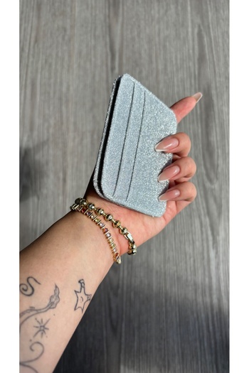 yako Glow Silvery Women's Card Holder – Stylish and Minimalist Design, Multi-Slot Mini Card Holder”