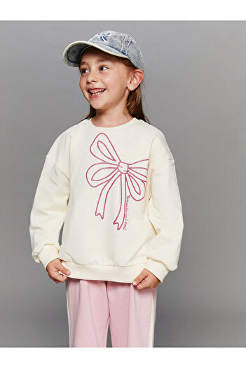 LC Waikiki Crew Neck Bow Printed Girls' Sweatshirt 2-Pack