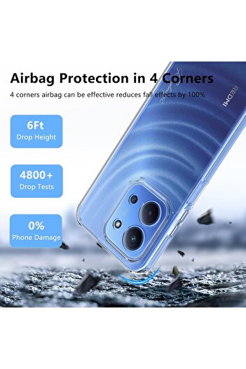 m.tk moveteck Xiaomi Redmi 15C Case with Camera Protruding Protection Soft Transparent Silicone + 9H Screen Protector Glass Set
