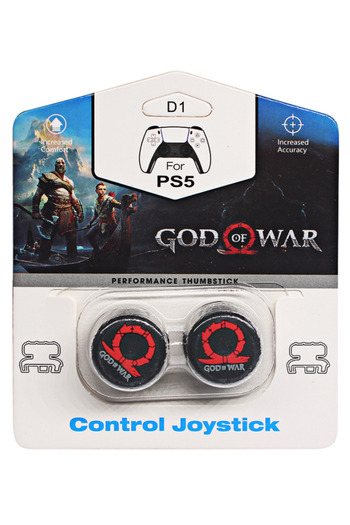 No branded 2× Silicone Thumb Grips, God of War, for PS5/PS4, Accuracy & Comfort